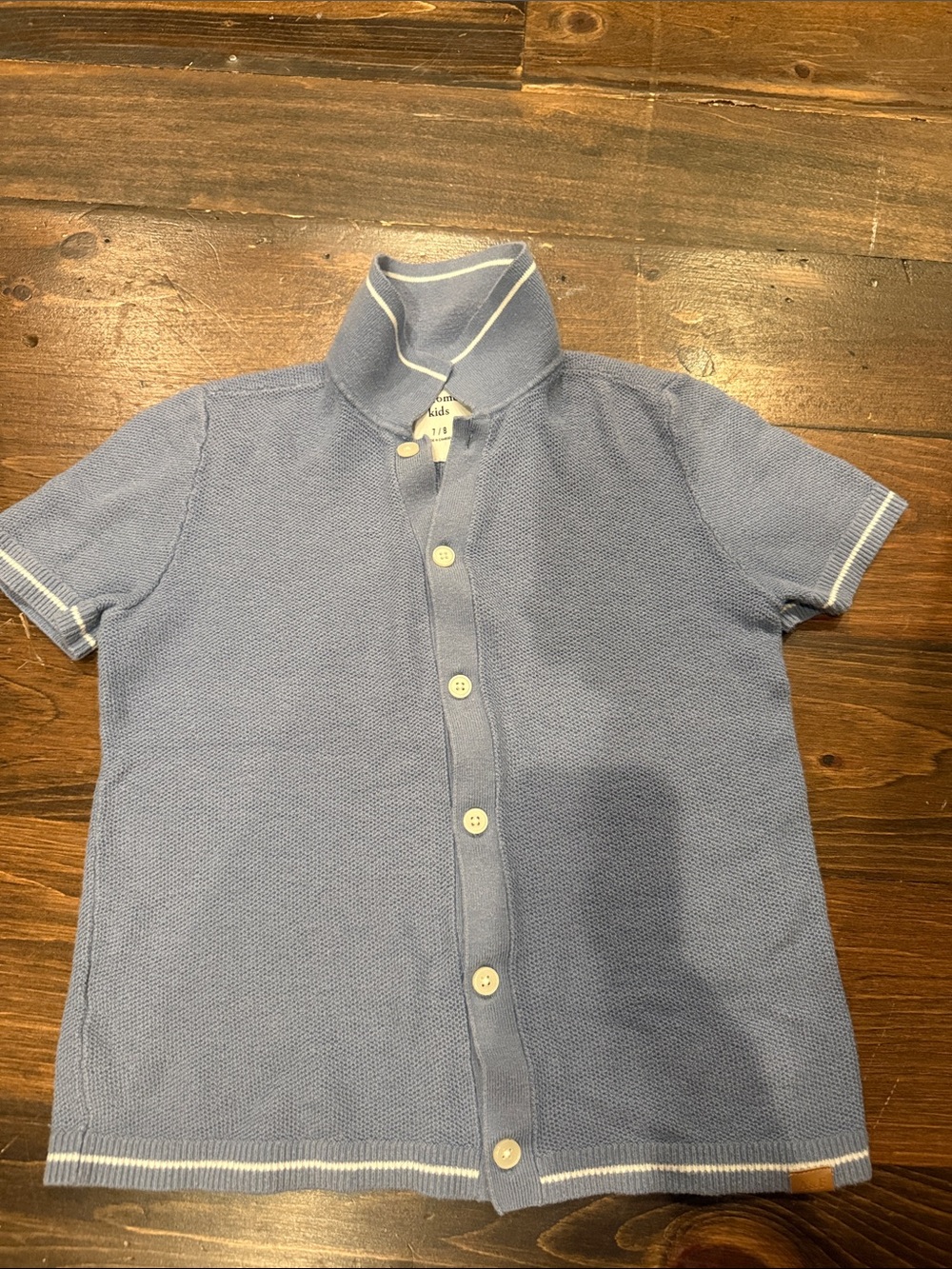 abercrombie kids light blue knit button-front polo